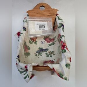 VTG 1991 Longaberger Bread Basket Wood Divider Fruit Medley Napkin Plastic Liner